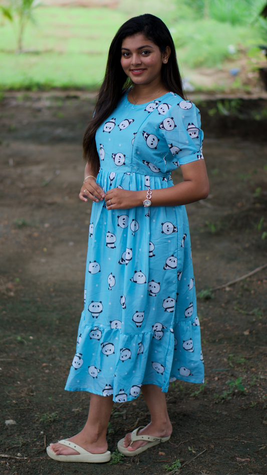 Blue maxi bear pattern