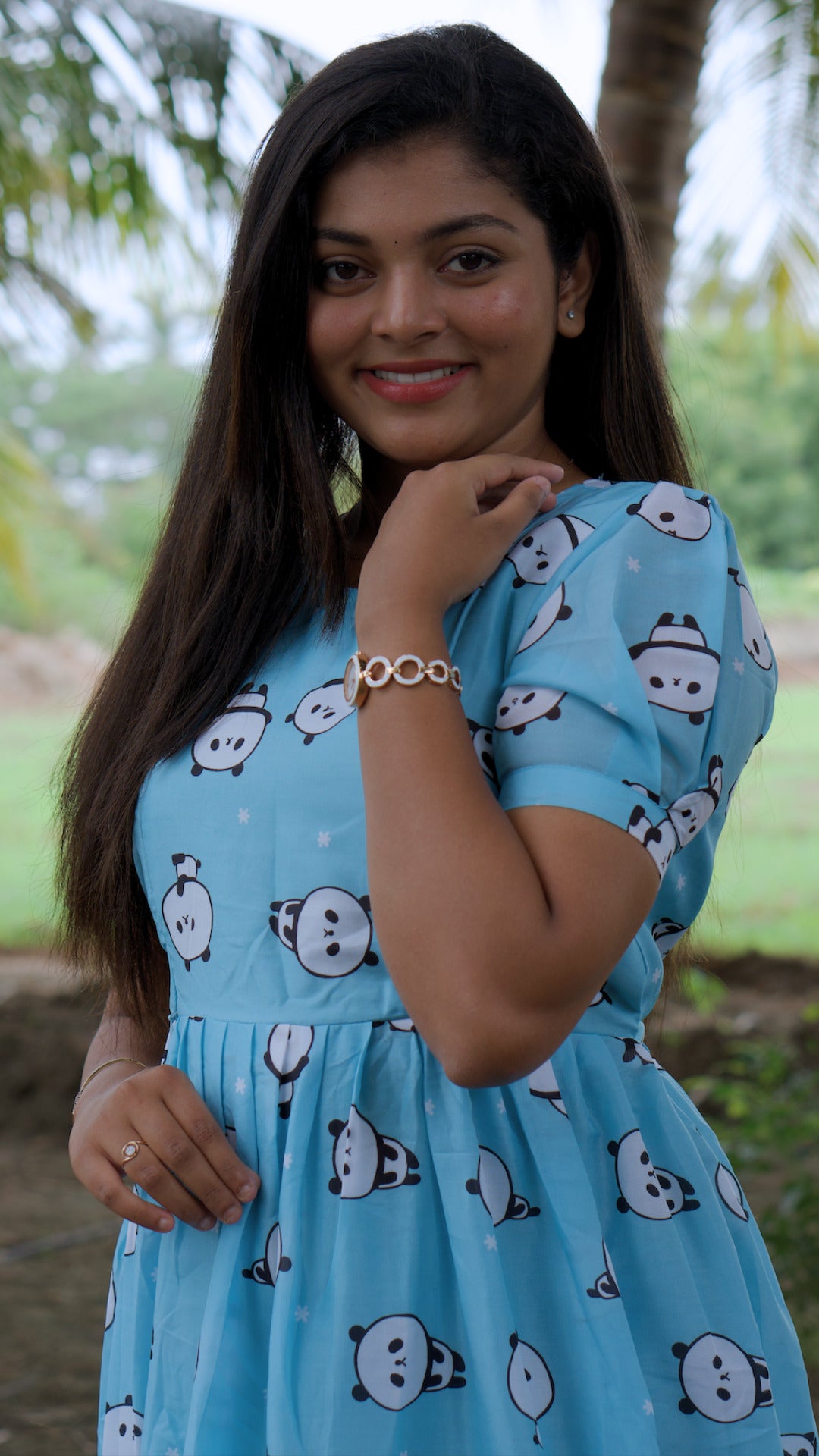 Blue maxi bear pattern