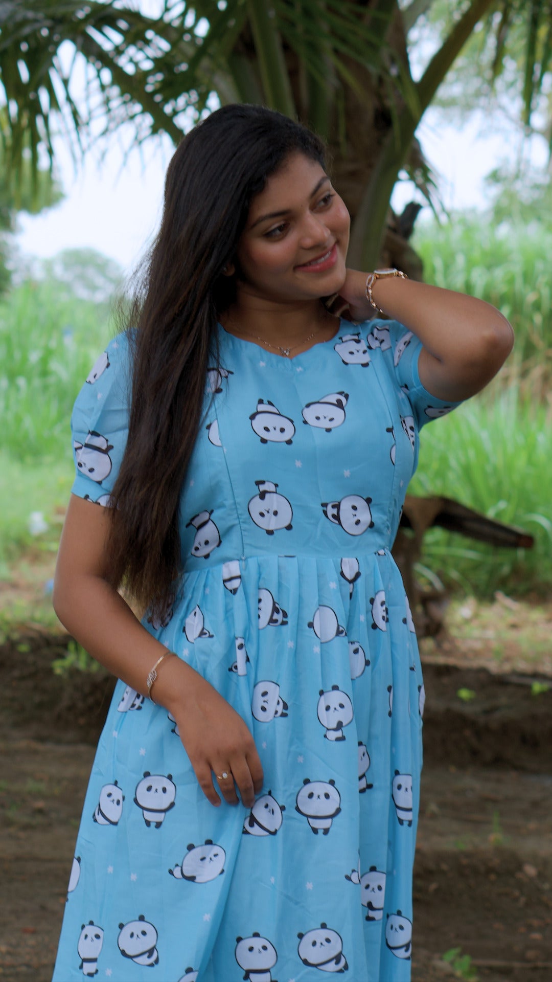 Blue maxi bear pattern