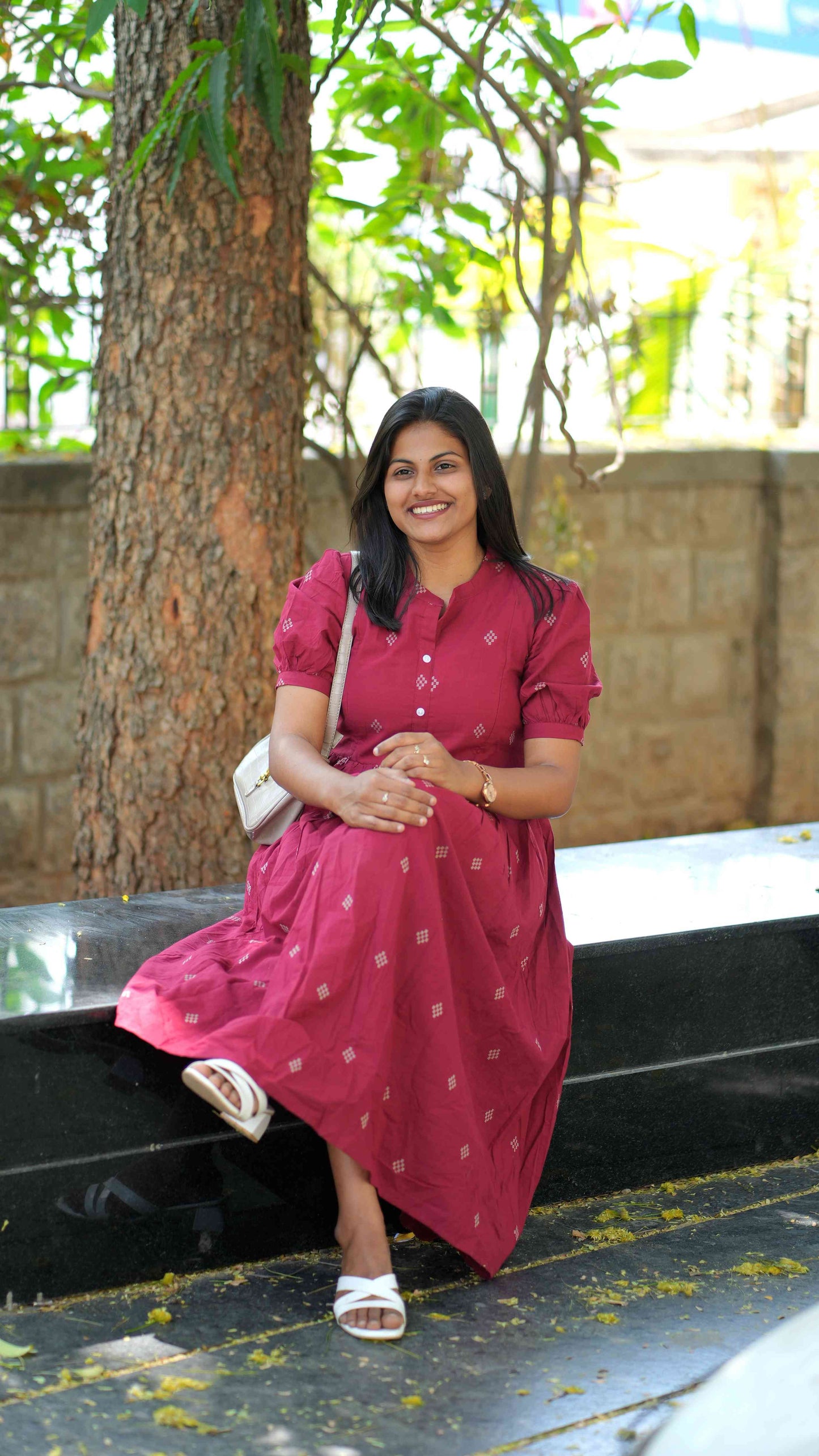 Marron handloom maxi