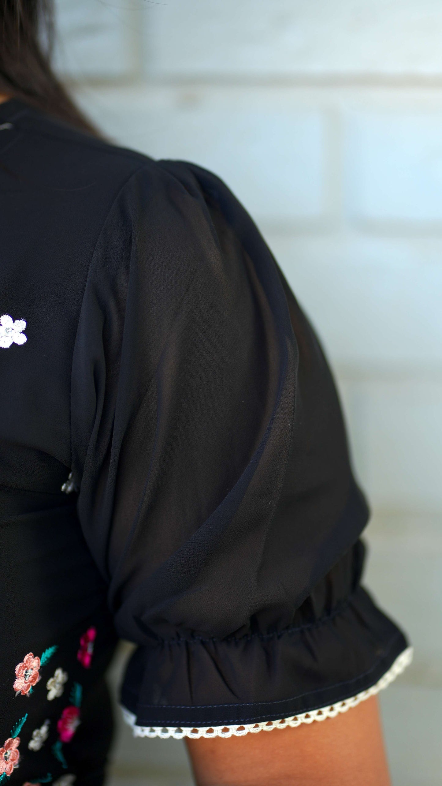 Black embroidery georgette maxi