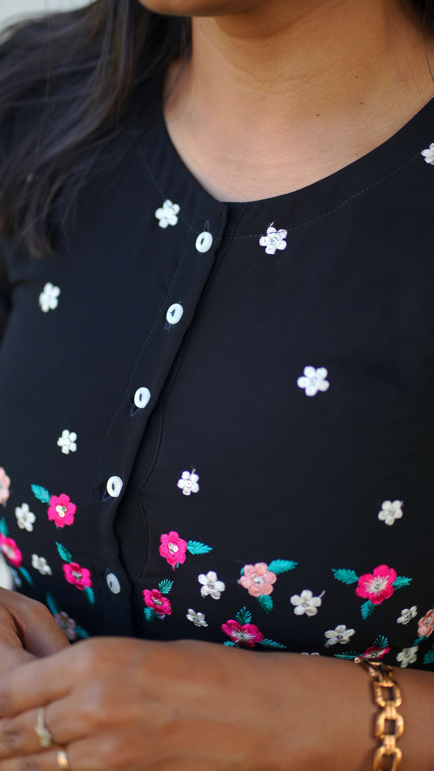 Black embroidery georgette maxi