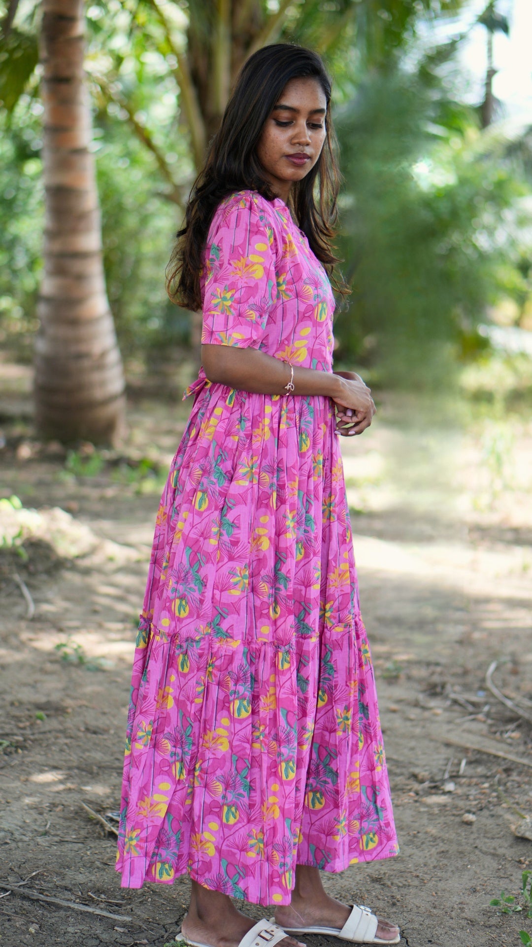Pink Bloom Cotton Feeding / Non Feeding Maxi Dress 🌸