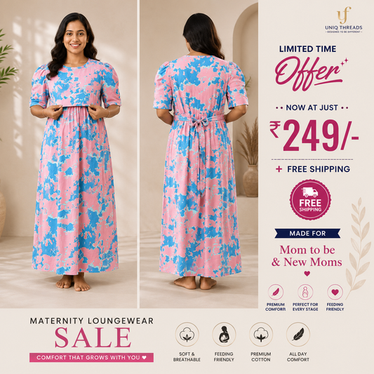 💙 Cotton Candy Bloom Maternity Maxi Dress
