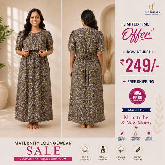🌼 Golden Meadow Maternity Maxi Dress
