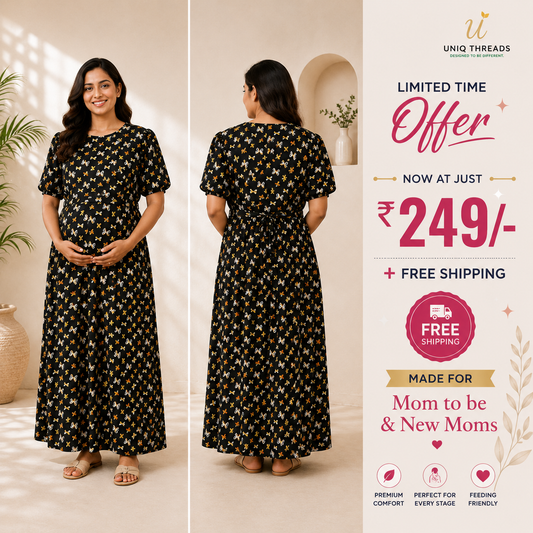 🌸 Golden Petals Maternity Loungewear 🤰